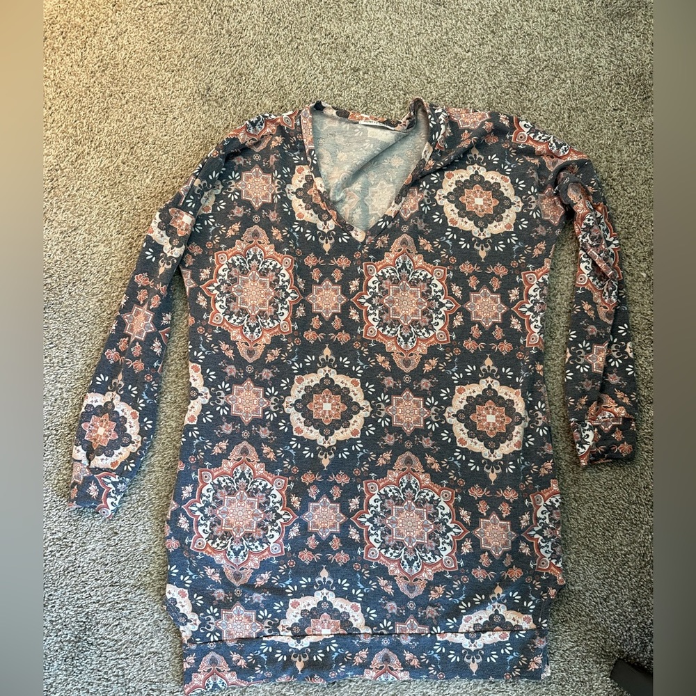 Honey and Lace Floral Tunic Shirt Long Sleeve